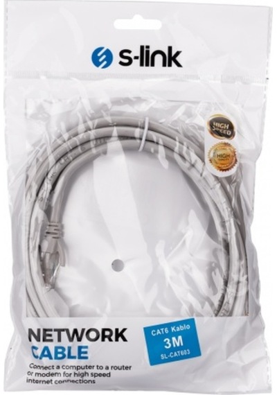 S-link Sl-cat603, Cat6, Patch, 3mt, Kablo Gri