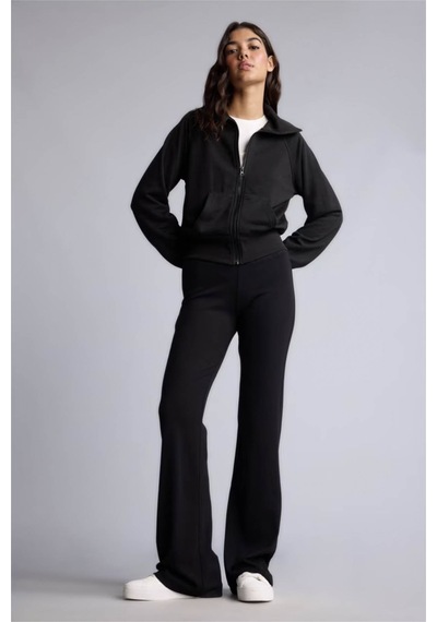 Defacto Flare Fit Ribana Siyah Kadın Pantolon E0628ax/bk81