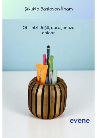 Kalemlik Masa Kalemliği Organizer Kalemlik Altın Eskitme Renk Model 79 Çok Renkli