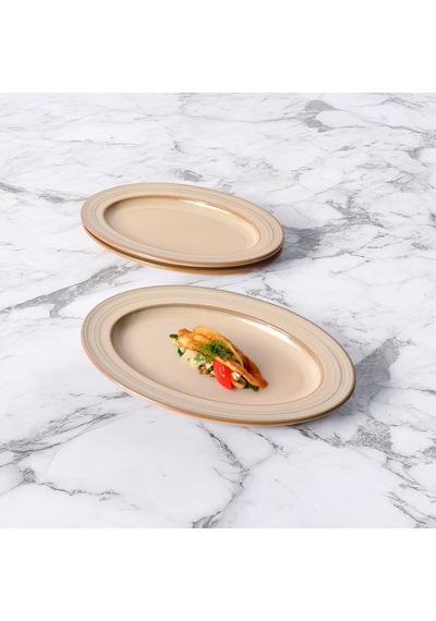 Güral Porselen Valeron 2 Adet 29Cm Kayık Tabak Reaktif Agate 969