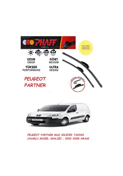 Peugeot Partner Ön Muz Silecek Takımı 2007 Model Araca Özel Aparat