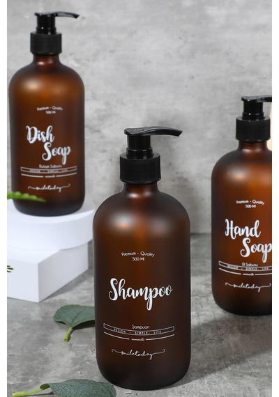 Amber Cam Şampuan Şişesi - 500 Ml Shampoo Kahverengi Kahverengi