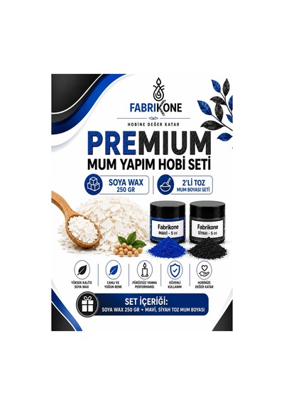 Premium Mum Yapım Hobi Seti - Soya Wax 250 Gr - 2'li Toz Mum Boyası Seti - Mavi, Siyah Bkfabsw2502ms Karışık