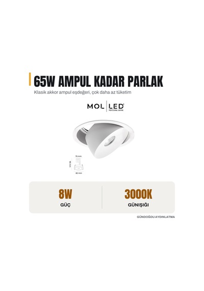 Molled Milano Serisi 8w Sıva Altı Led Spot Beyaz Kasa 3000k - Mol3400-1