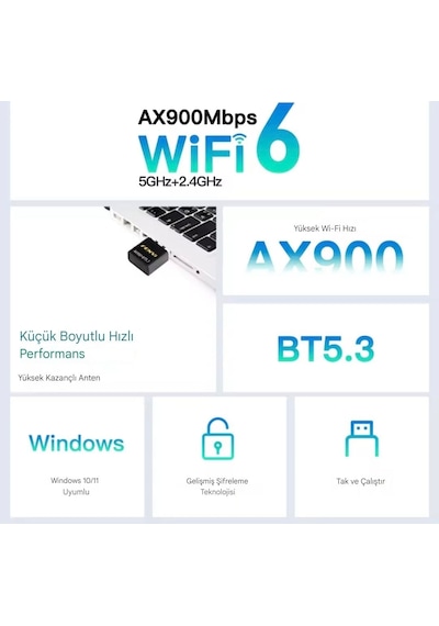 Fenvi Wifi-6 Wifi+bluetooth 5.3 Adaptörü Yüksek Çekim Ce Sertifik