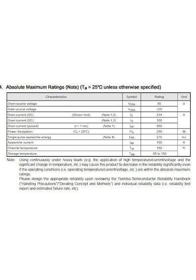 Tk100e08n1 N-channel Mosfet