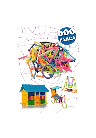 600parça Eğitici Oyuncak Bloklar Yapboz Puzzle Bultak Zeka Algı Gelişim Oyuncağı Geometrik Çubuklar