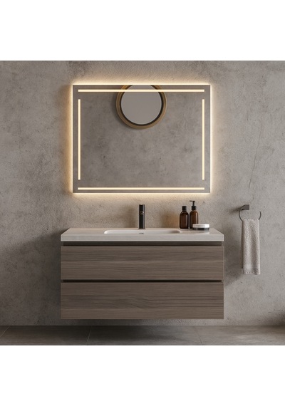 70x100 Cm Luna Frame Led Banyo Aynası Dokunmatik Dimmerli - 3000 Günışığı Sarı