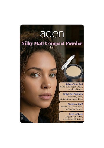 Aden Silky Matt Compact Powder - İpeksi Mat Pudra 01 Tan Bronz 0