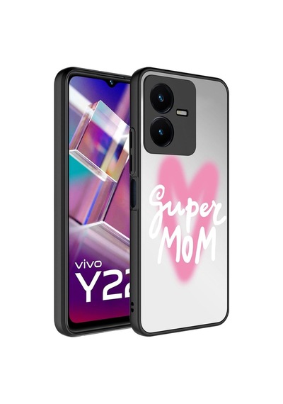 Vivo Y35 Kılıf Aynalı Desenli Kamera Korumalı Parlak Zore Mirror Kapak Süper Anne