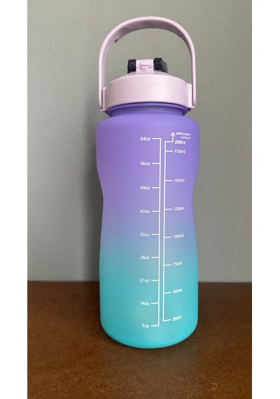 Motivasyonel Su Matarası Suluk 2 Litre Stıcker Ve Pipetli Su Matarası Mor