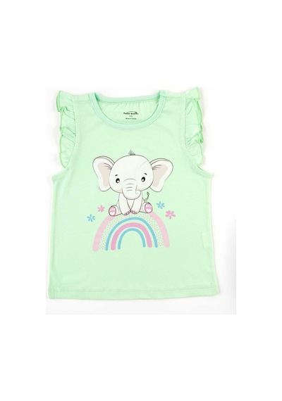 Fuar Baby Kız Çocuk %100 Pamuklu Bisiklet Yaka Fırfır Kollu Tişört 2-6 Yaş Yeşil Fil Desenli Fuar Baby Kız Çocuk %100 Pamuklu Bisiklet Yaka Fırfır Kollu Tişört 2-6 Yaş Yeşil Fil Desenli