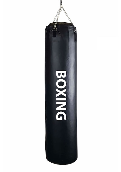 Boxing 100 Cm Yetişkin İdeal Boy Hazır Dolu Boks Torbası Ve Zinciri - Hediye Boks Bandajı Siyah