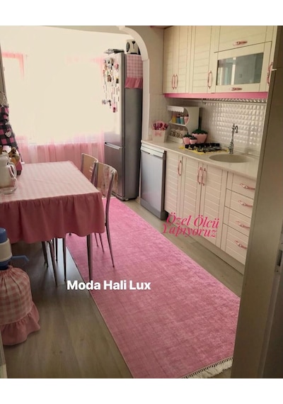 Pembe Kaymaz Taban Halı Kilim Yolluk Düz Pembe