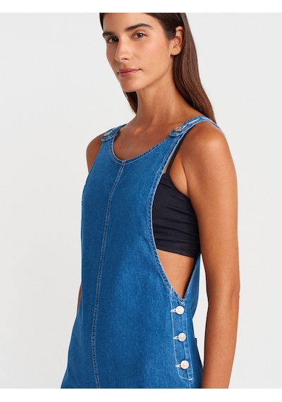 Dilvin 71809 İnce Kumaş Salaş Denim Tulum-mavi Mavi