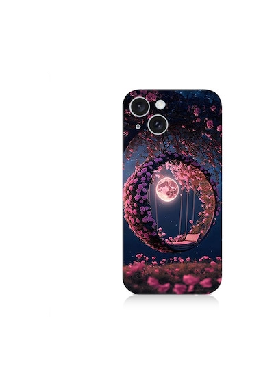 Apple Uyumlu iPhone 15 Plus Ay Ve Kalp Desenli Silikon Kılıf Silikon