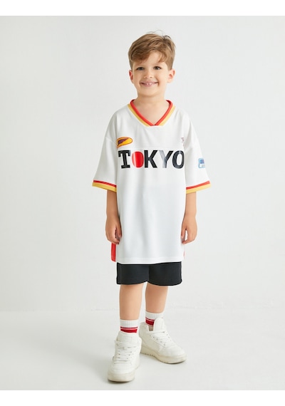 Koton Spor Tişört Tokyo Baskılı Kısa Kollu V Yaka Baskılı Beyaz 4skb10730tk Beyaz