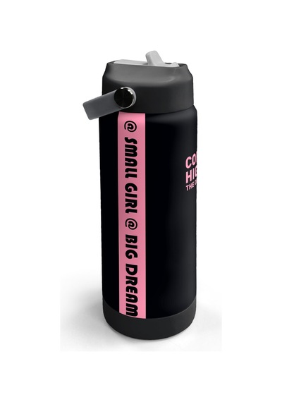 Coral High Siyah Pembe Desenli Katlanır Ağızlıklı Çelik Termos 650 Ml 38355 Siyah