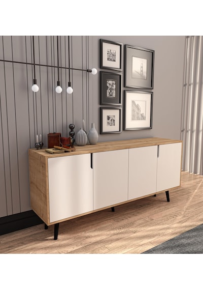 Latina Modern Konsol 180 Cm Safir Meşe - Beyaz Latina Modern Konsol 180 Cm Safir Meşe - Beyaz