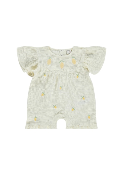 Civil Baby Limon Nakışlı 6-18 Ay Patiksiz Tulum - Ekru