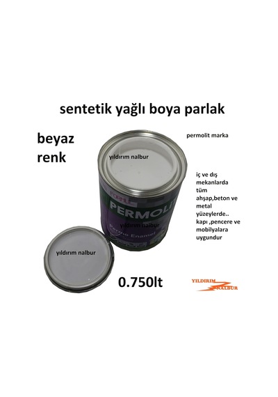 Beyaz Sentetik Yağlı Boya 0.750Lt Kar Beyaz Renk Ahşap Metal Boya