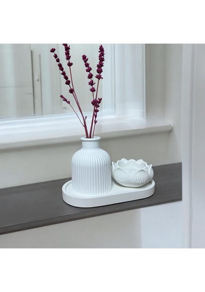 Bernami Mumluk Şamdanpinterest 3 Lü Set Organizer Tabak Dekoratif Vazo Lotus Çiçeği Mumluk & Dekor Süs Eşyaları Diğer