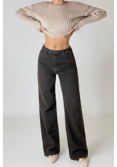 Lacarino 7714 W.leg Kadın Jean Pantolon Kahve