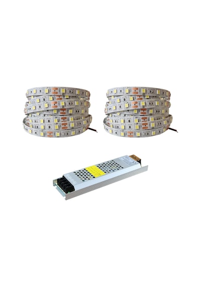 10 Metre Şerit Led Günışığı Renk + 12v 10 Amper 120 Watt Led Trafo - 3 Dirençli Double Pcb - Ot Standart