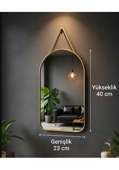 Dekoratif Gold Metal Kenarlı Yuvarlak Ve Oval Kenarlı Ayna Gold - Altın