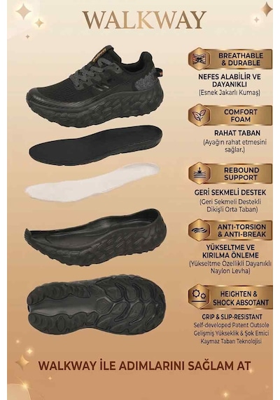 Walkway Flystep M Siyah Hafızalı Taban Erkek Spor Ayakkabı