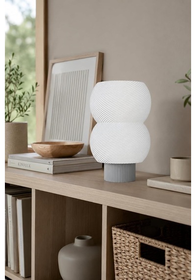 Nido Dekoratif Masa Lambası, E14 Led Uyumlu Modern Abajur Açık Gri Diğer