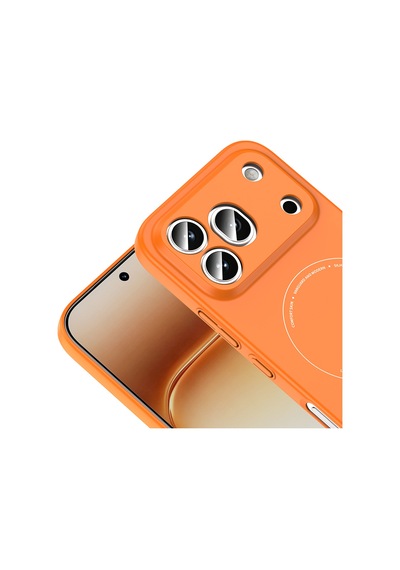 Honor 600 Pro 5g Kılıf M-safe Şarj Özellikli Kamera Korumalı Zore Elio Sert Pc Kapak - Turuncu