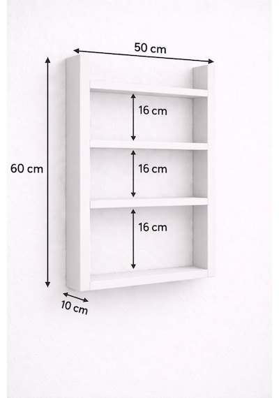 4'lü Duvar Rafı-mutfak-çok Amaçlı Raf-beyaz 60x50x10 Beyaz