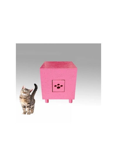 Kedi Kulübesi Lüx Plus Pink Pearl Özel Yağlı Boya Ahşap Kedi Evi 35 x 40 x 45 CM