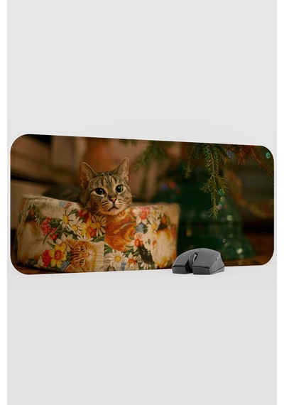 Yeni Yıl Kediler- Kedi- Yılbaşı V2 70x30 Xl Gaming Kauçuk Kaymaz Taban Mouse Pad Fare Altlığı