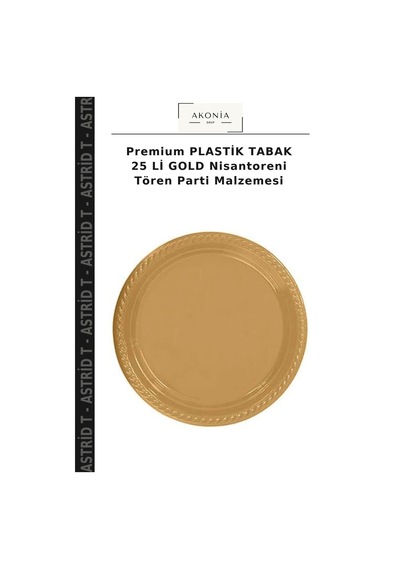 Premium Plastik Tabak 25 Li Gold Nisantoreni Tören Parti Malzemesi