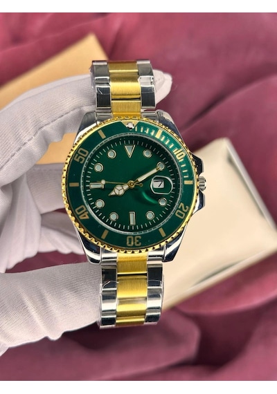 Yeşil-gold Kadran Submariner Otamatik Erkek Kol Saati Altın - Gümüş