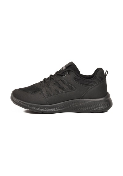 Walkway Siyah Fileli Hafif Bağcıklı Unisex Spor Ayakkabı 2029 G