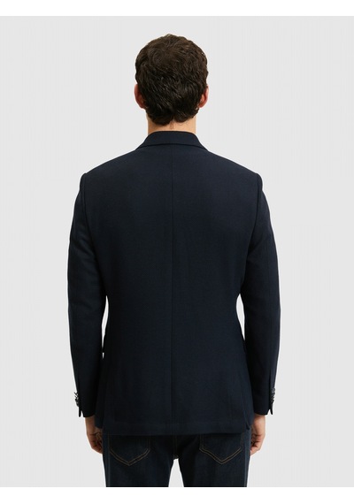 Cacharel Lacivert Slim Fit Yün Karışımlı Kruvaze Ceket