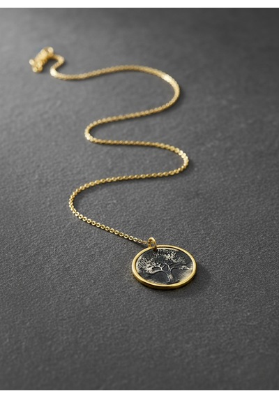 G&A Jewels - Kök Ve Kanat - 925 Ayar Oksitli Yaldız Altın Kaplama Gümüş Kolye Altın