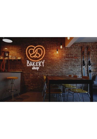 Bakery Shop Yazılı Ve Şekilli Neon Tabela Çok Renkli