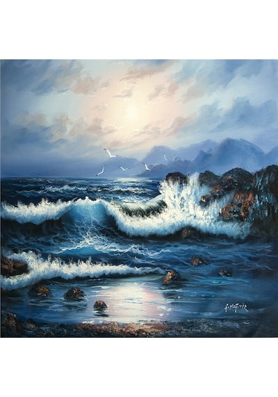 Ivan Aivazovsky Deniz Ve Yelkenliler Doğal Taş Bardak Altlığı 4'lü Set - Natural Stone Coasters - Taş Çok Renkli