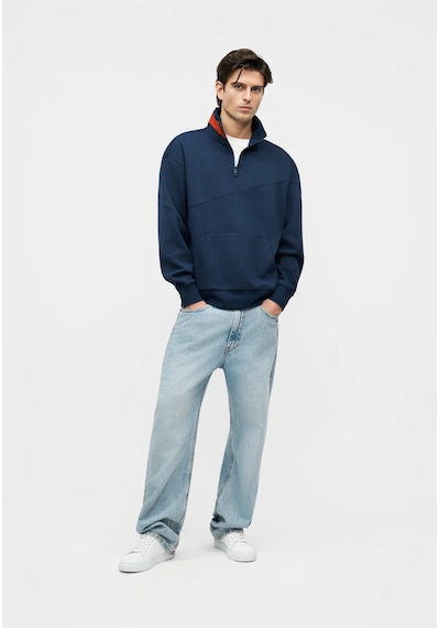 Tommy Hilfiger Yarım Fermuar Dik Yaka Sweatshirt Lacivert