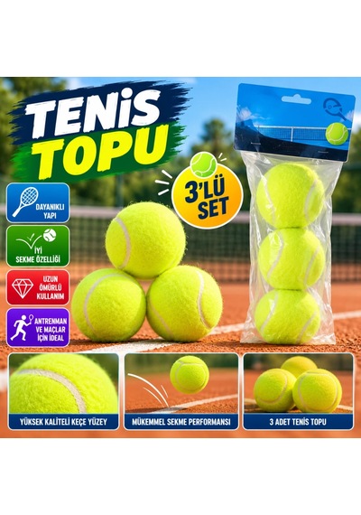 Tenis Topu 3'lü Set 80 Mm Spor Ekipmanı