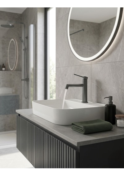 Slim Antrasit Lavabo Bataryası
