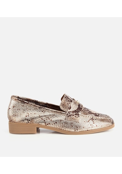 Hotiç Kadın Deri Gold Yılan Baskılı Klasik Loafer -