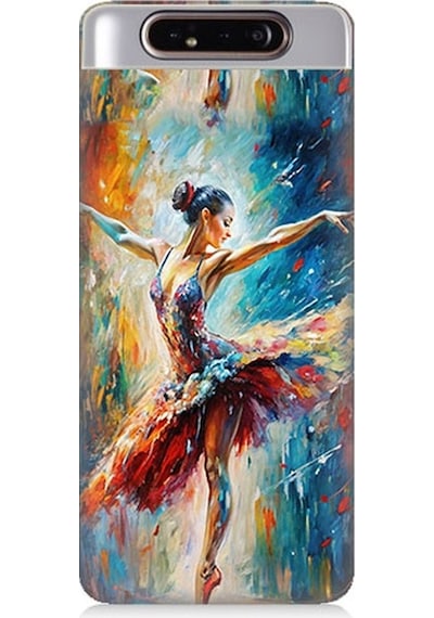 Samsung Galaxy A80 Uyumlu Soyut Balerin Desenli Silikon Kılıf