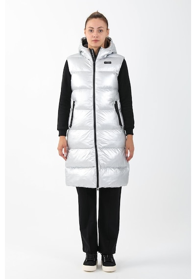 Maraton Sportswear Regular Kadın Kapşonlu Kolsuz Basic Gümüş Yelek 21287-gümüş Gümüş