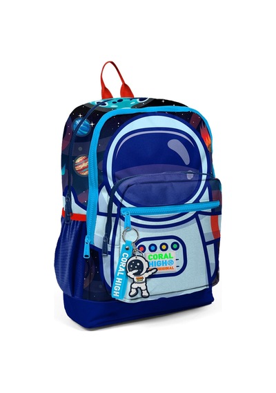 Coral High Kids Saks Mavi Astronot Desenli Dört Bölmeli Okul Sırt Çantası 23724