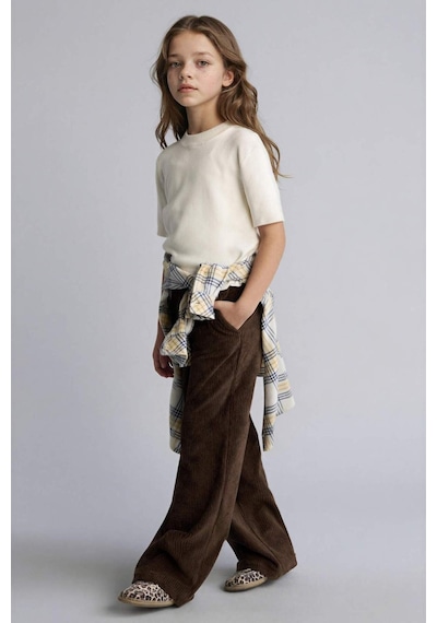 Defacto Kız Çocuk Wide Leg Fitilli Kadife Pantolon E8295a825wnbn304 Kahve-bn304